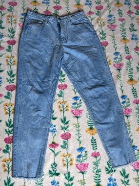 Universal Thread Light Blue Floral High-Rise Straight Boyfriend Jeans Size 6